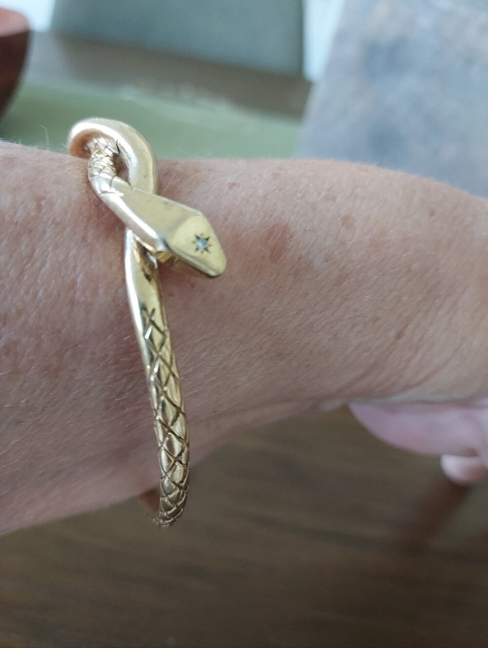 Logan Hollowell X Johnny Was  Gold Snake Wrap Bracelet With Diamond Star Eye - Picture 2 of 9